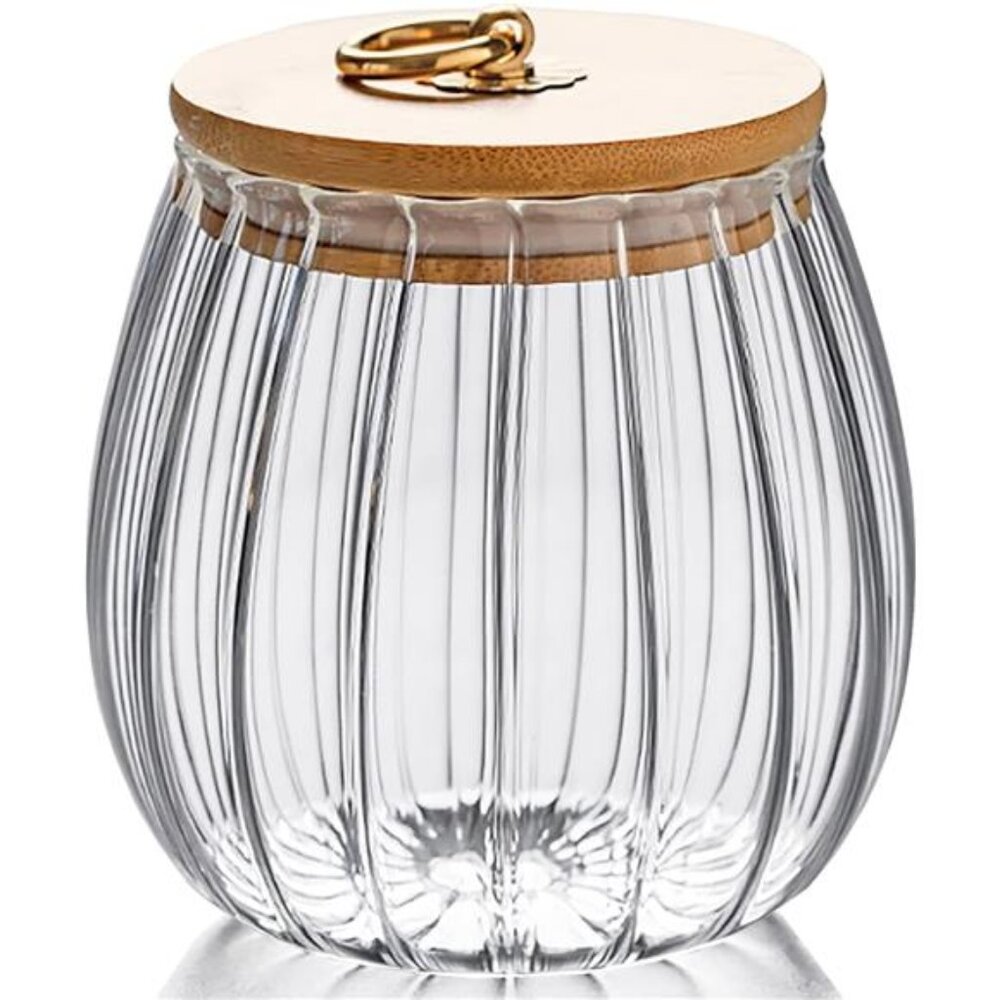 Glass Coffee Nuts Canister Airtight Storage Jar Petal Decorative